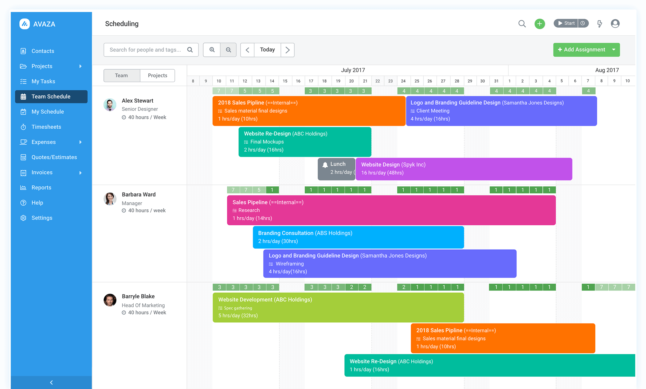 Visual Project Resource Scheduling for Teams