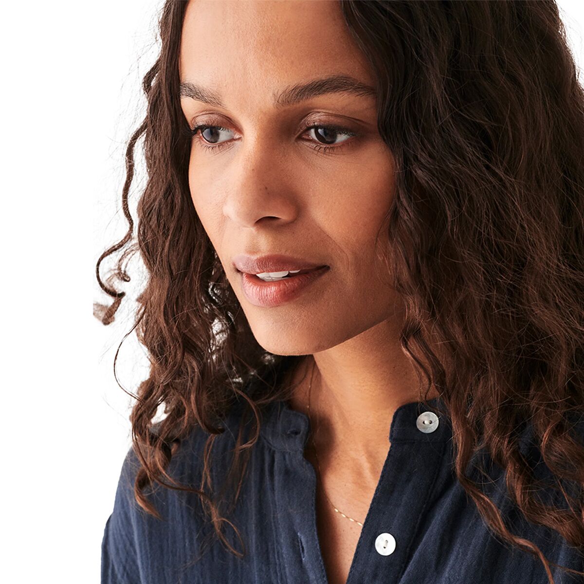 Faherty Dream Cotton Gauze Collarless Shirt Women's Clothing