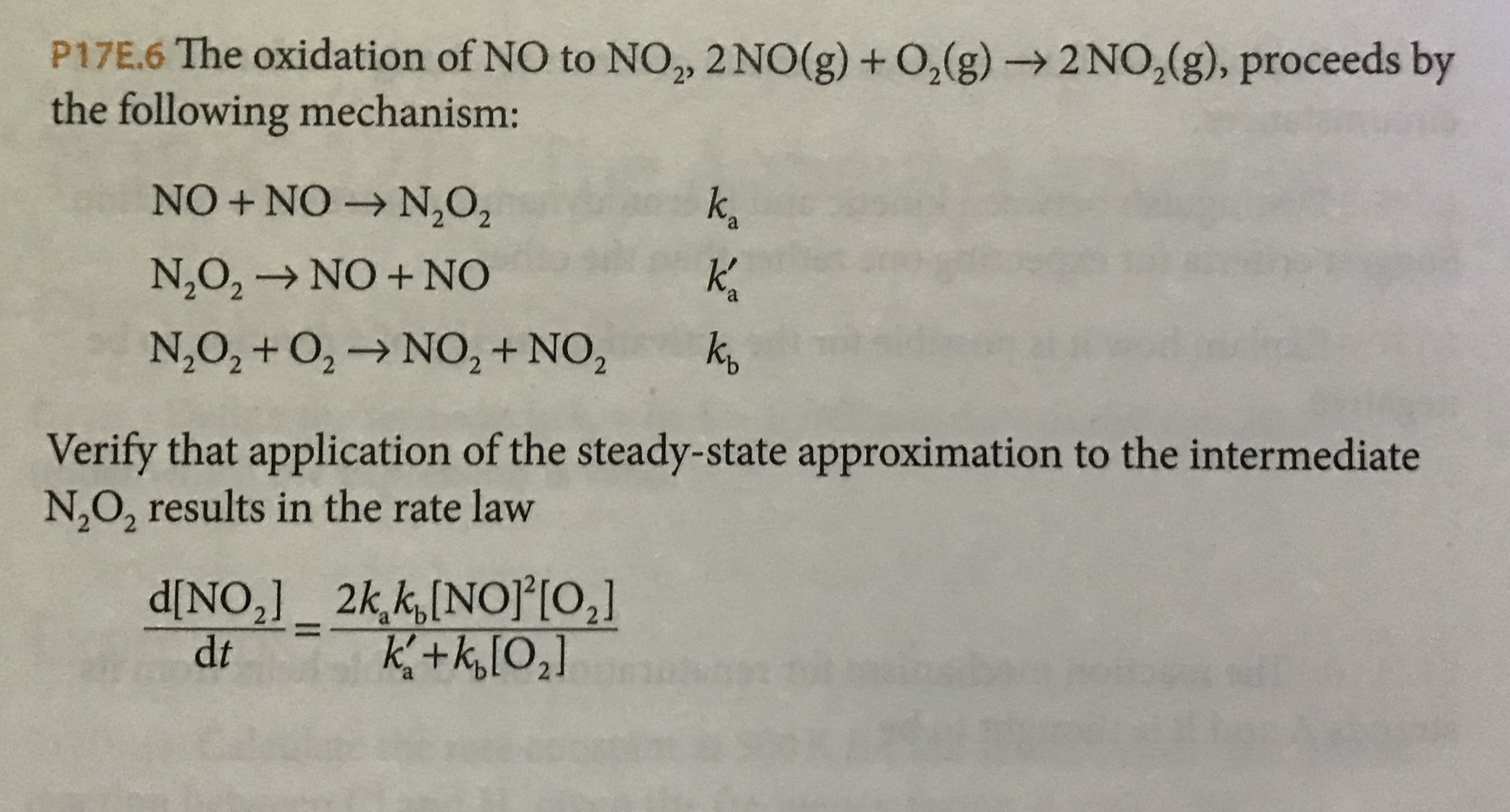 Answered P17E.6 The oxidation of NO to NO2,… bartleby