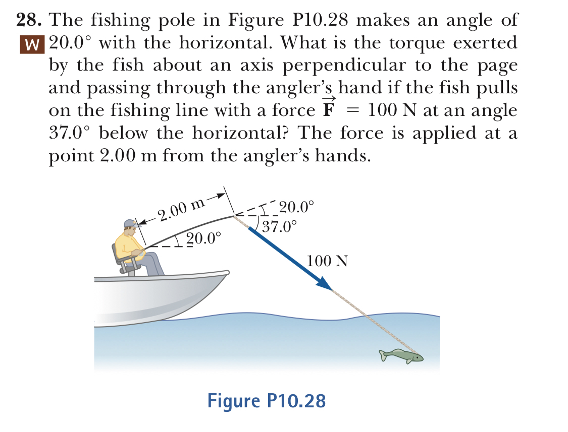 Answered 28. The fishing pole in Figure P10.28… bartleby