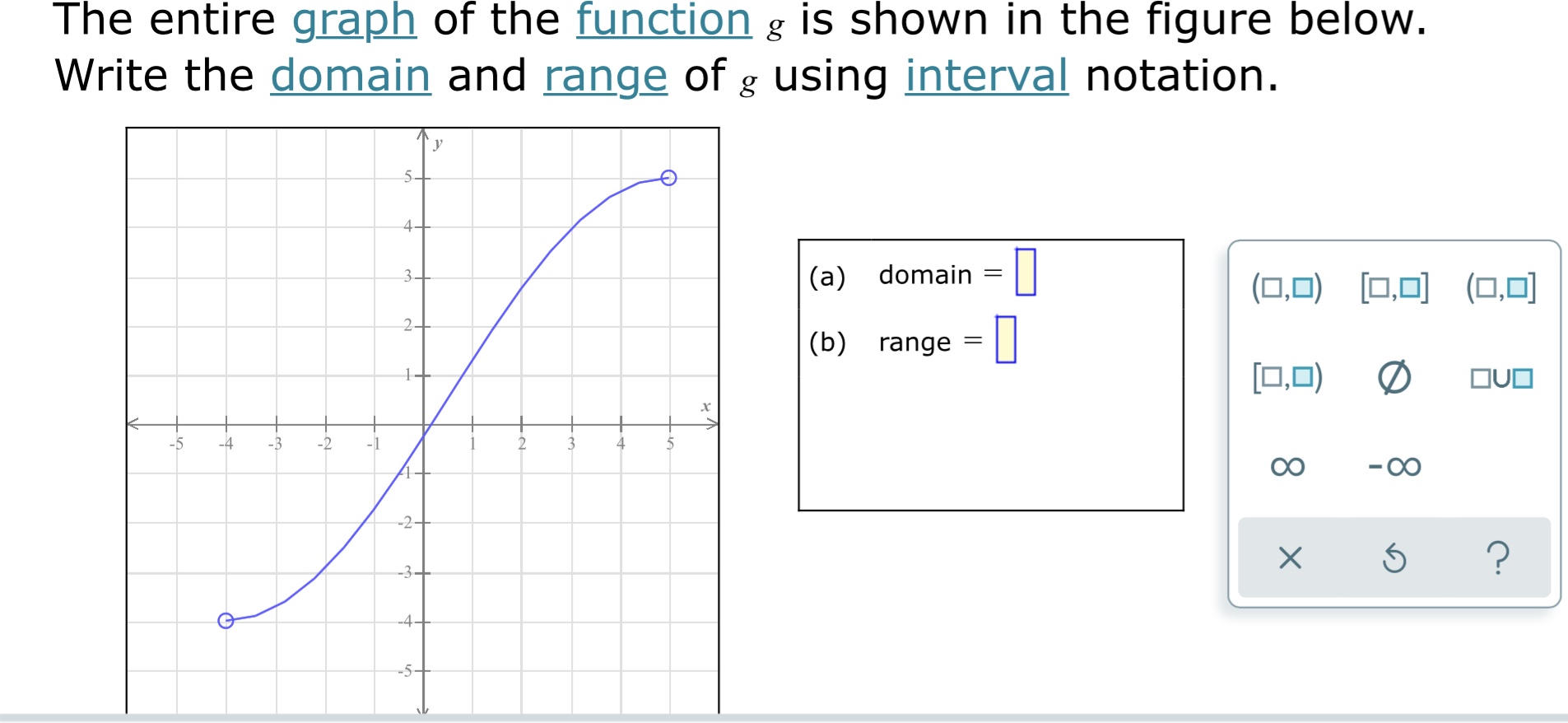 Answered The entire graph of the function g is… bartleby