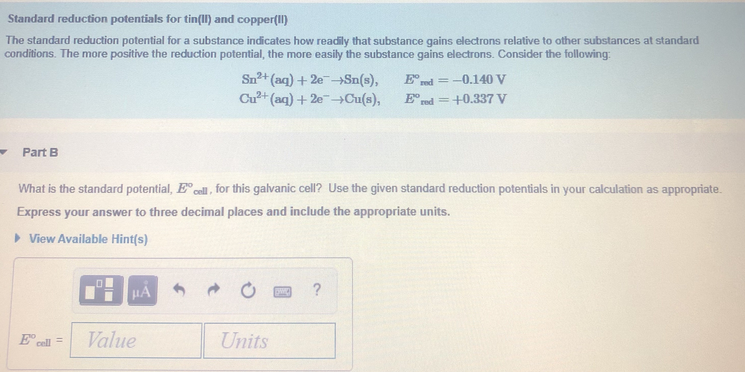 Answered Standard reduction potentials for… bartleby