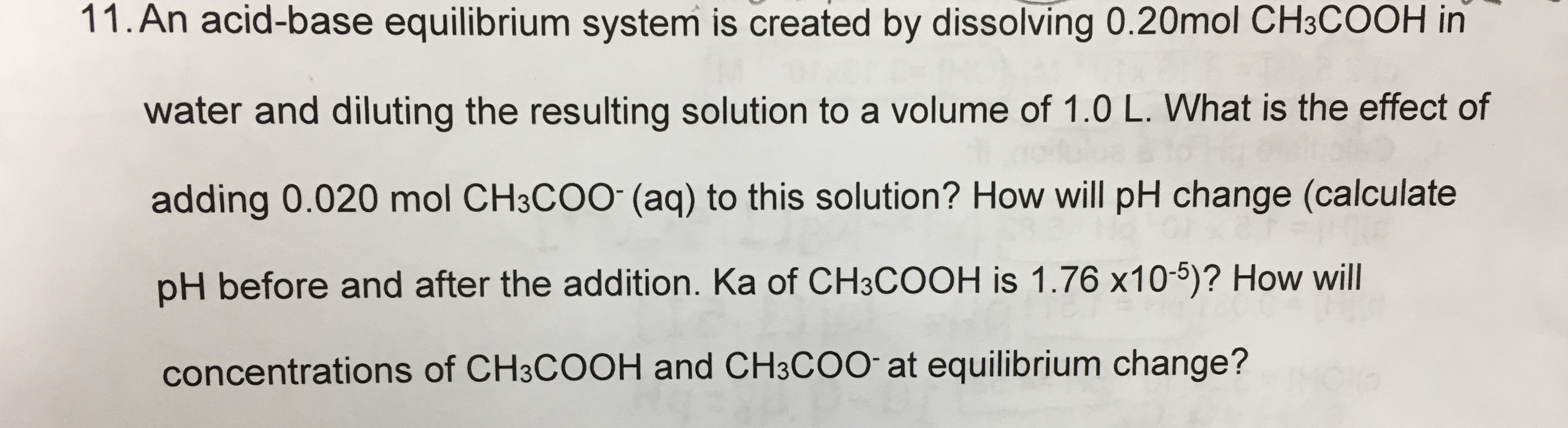 Answered 11.An acidbase equilibrium system is… bartleby