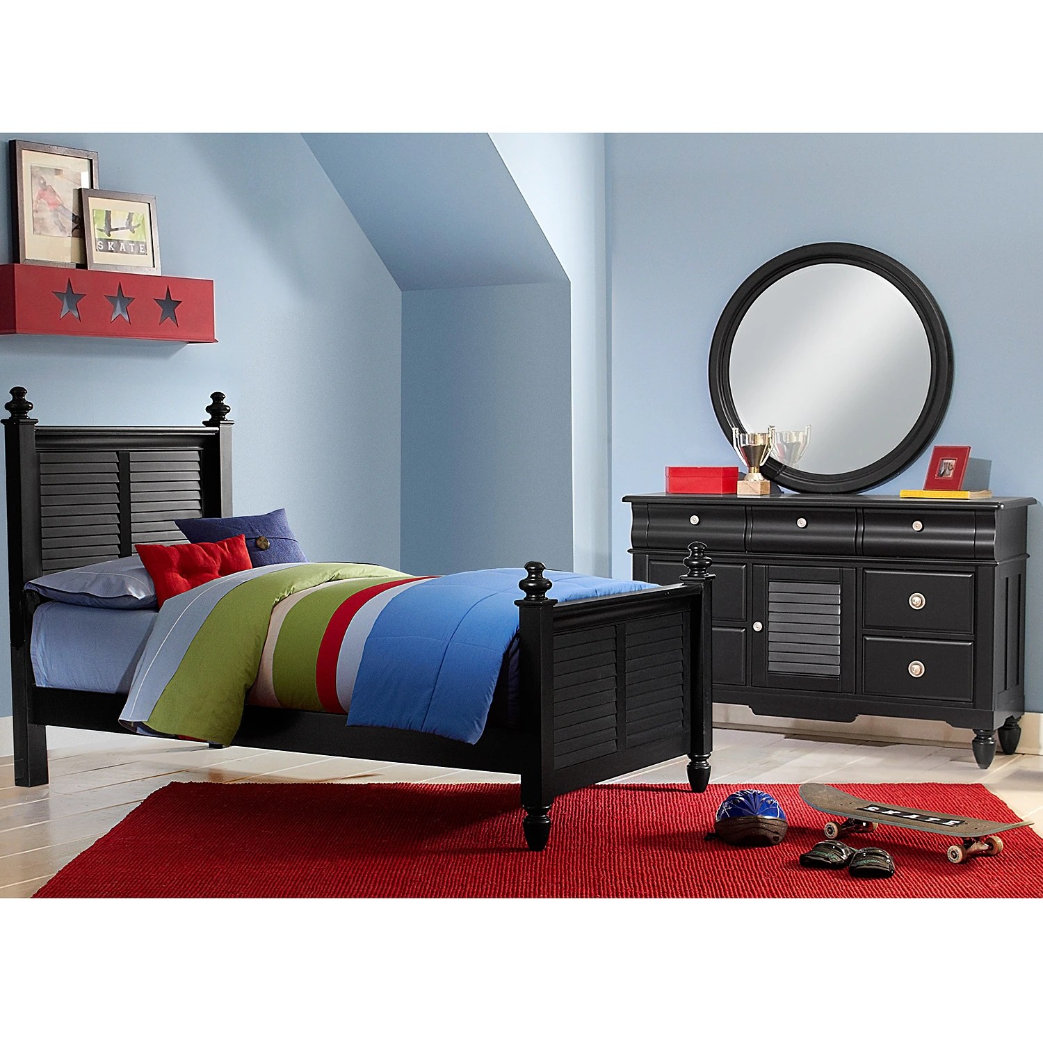 Seaside 5Piece Twin Bedroom Set Black American Signature Furniture