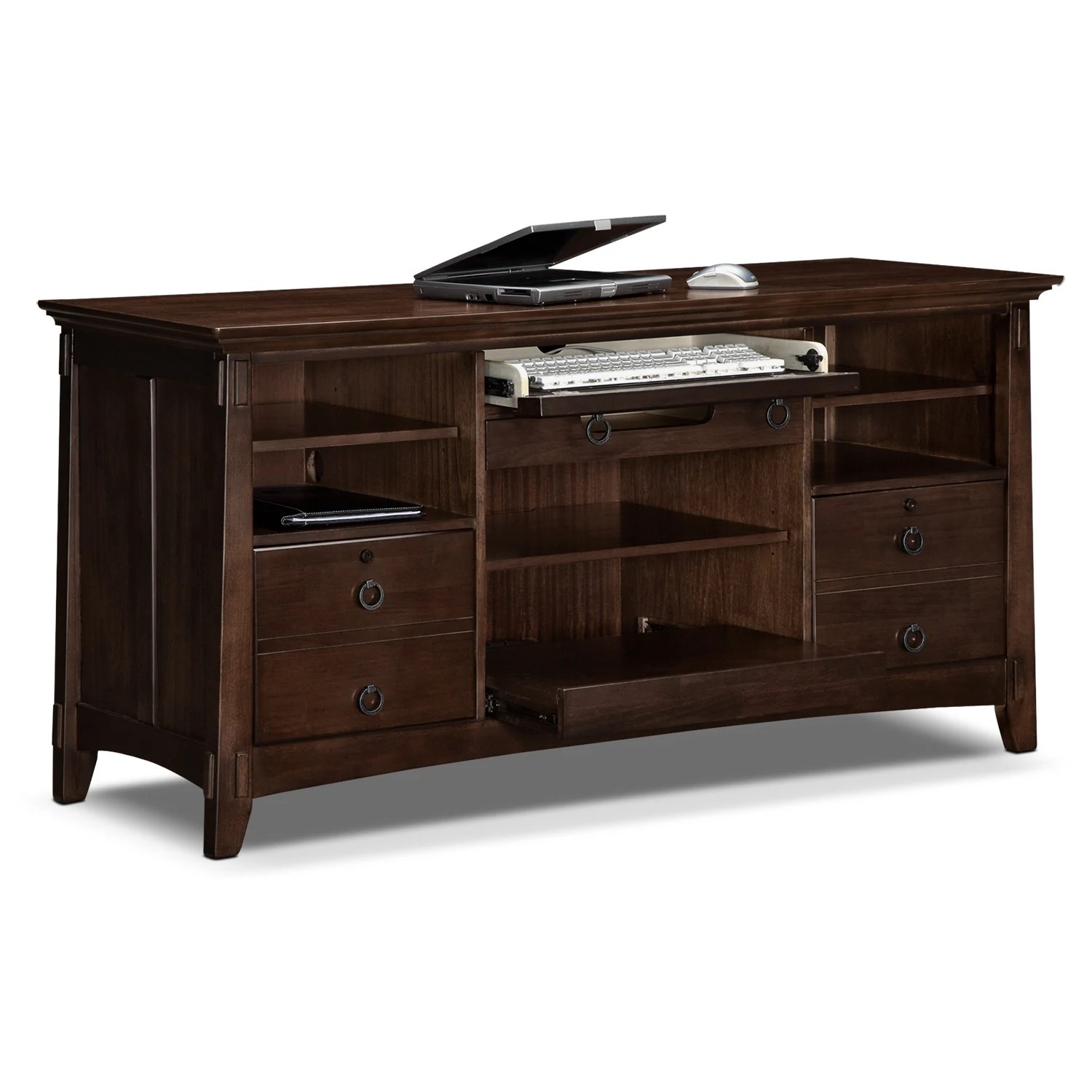 Arts & Crafts Dark Home Office Workstation Credenza Value City Furniture