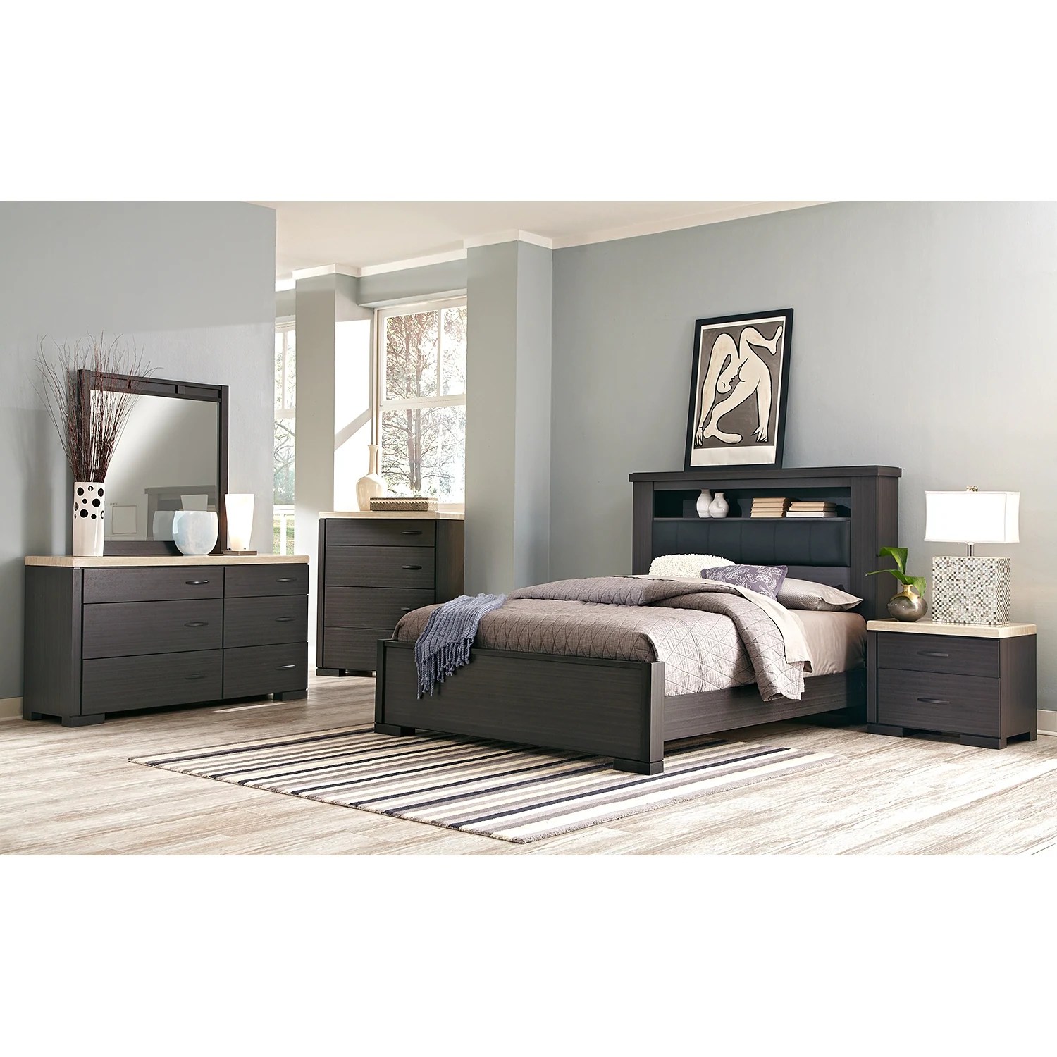 Camino 7Piece King Bedroom Set Charcoal and Ivory Value City Furniture