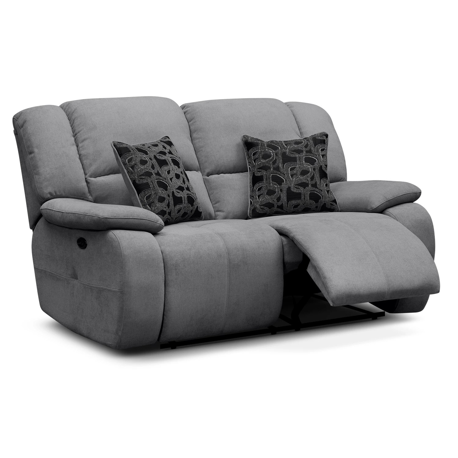 Destin Gray Upholstery Power Reclining Loveseat Value City Furniture