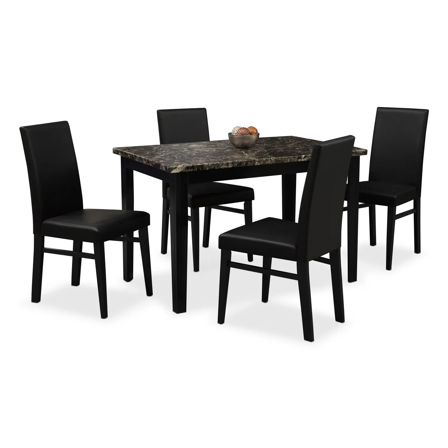 Shadow Table and 4 Chairs Black American Signature Furniture
