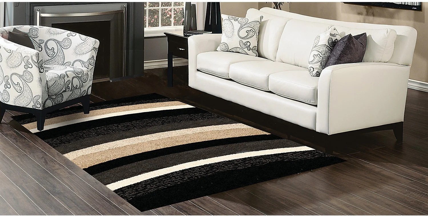Shaggy Black, Beige and Grey Area Rug 7 'x 10' The Brick