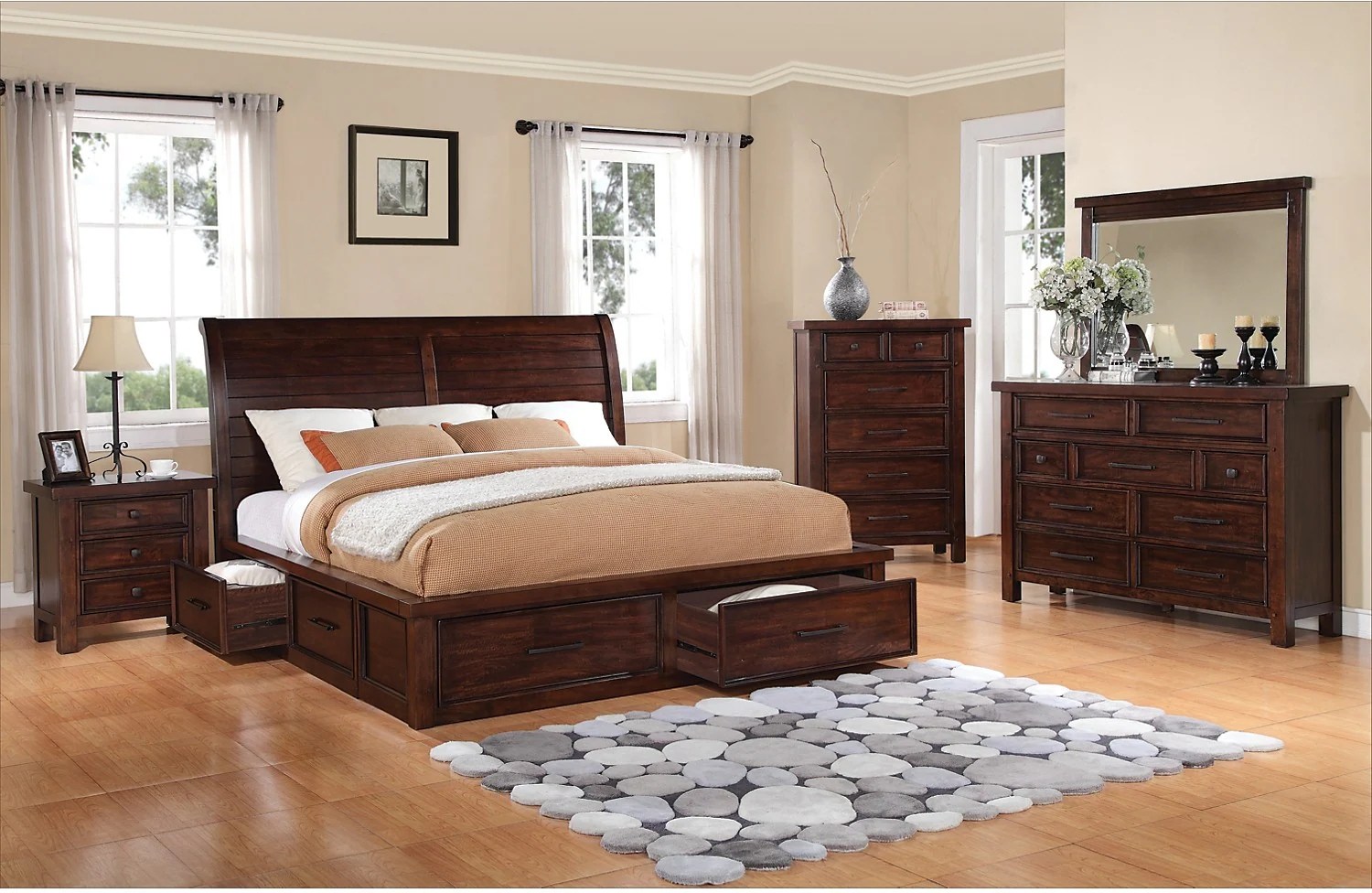 Sonoma 8Piece King Storage Bedroom Set Dark Brown The
