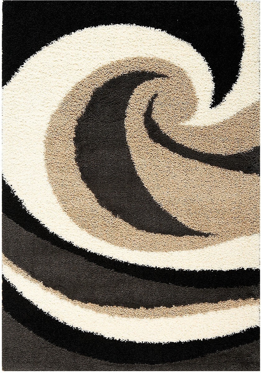 Shaggy Black, Brown and Cream Area Rug 5'x 8' The Brick