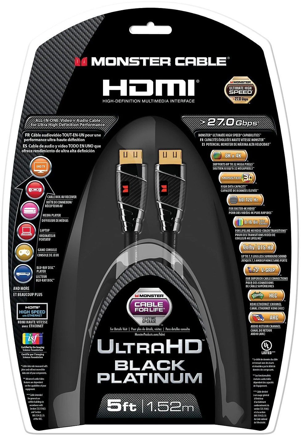 Monster® Ultra HD™ Black Platinum Ultimate High Speed HDMI Cable 1.5