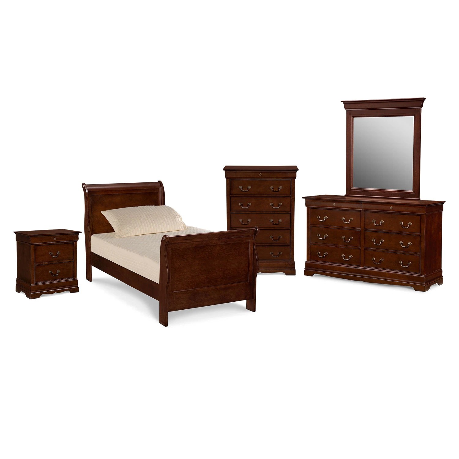 Neo Classic Youth 7Piece Twin Bedroom Set Cherry Value City Furniture