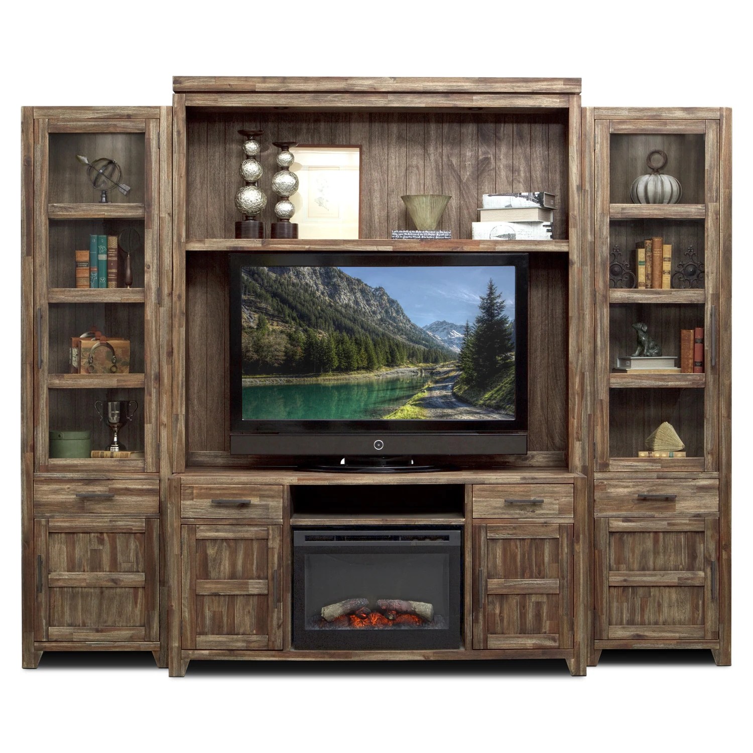 Hutchinson 5 Pc. Entertainment Wall Unit with Traditional Fireplace