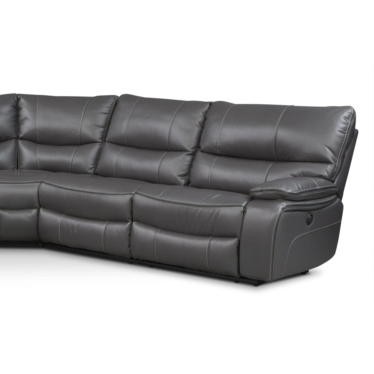 Denver Gray Leather 5 Pc. Power Reclining Sectional