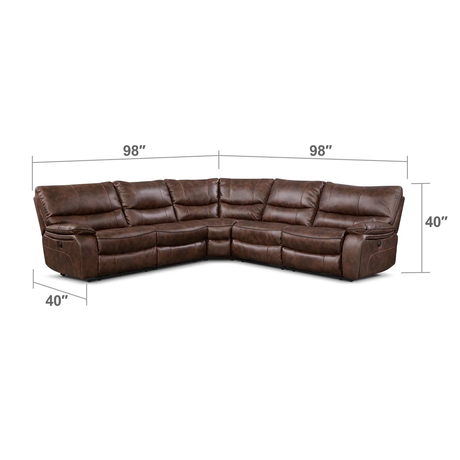 Orlando 5Piece Power Reclining Sectional Brown American Signature
