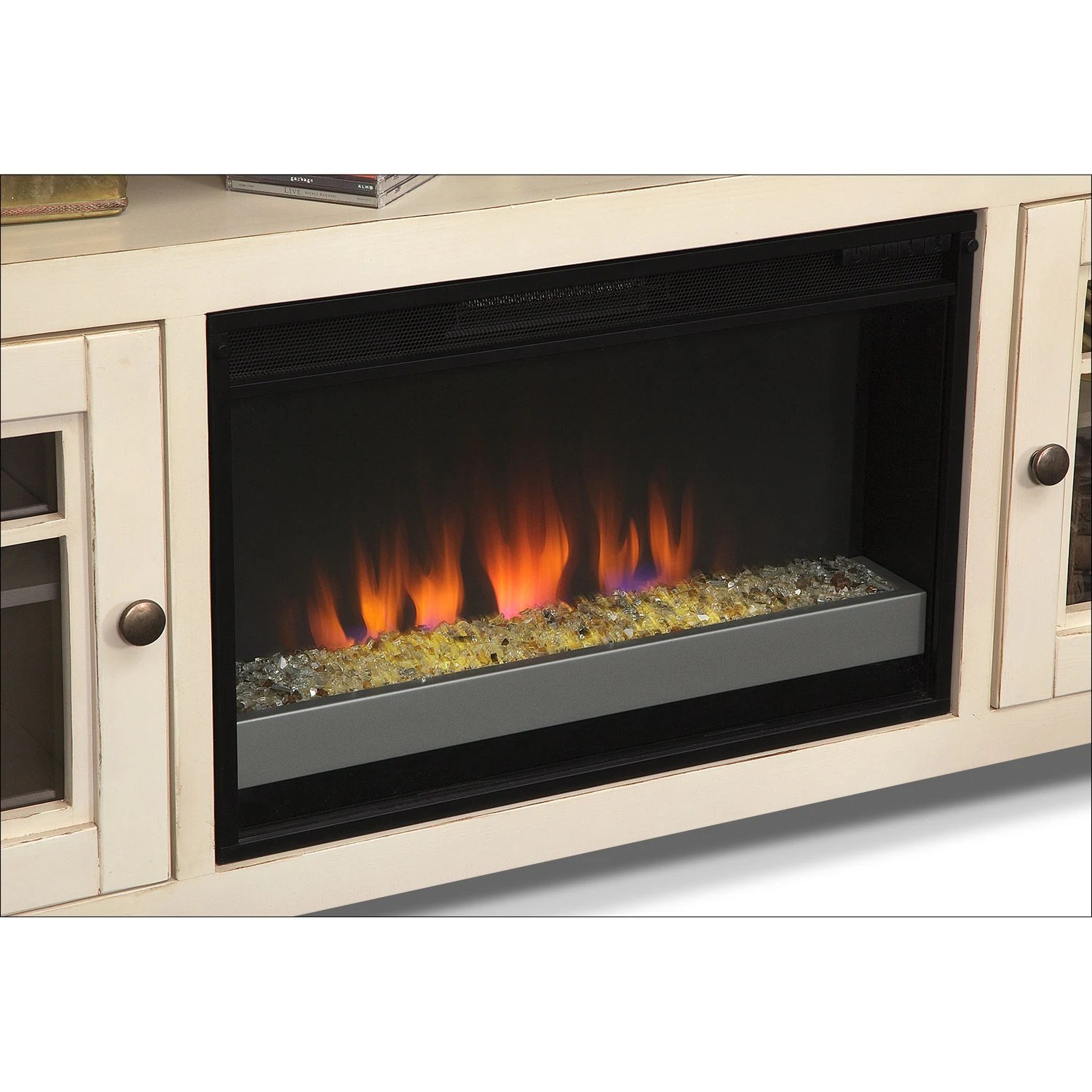 Merrick 74" Fireplace TV Stand with Contemporary Insert White Value