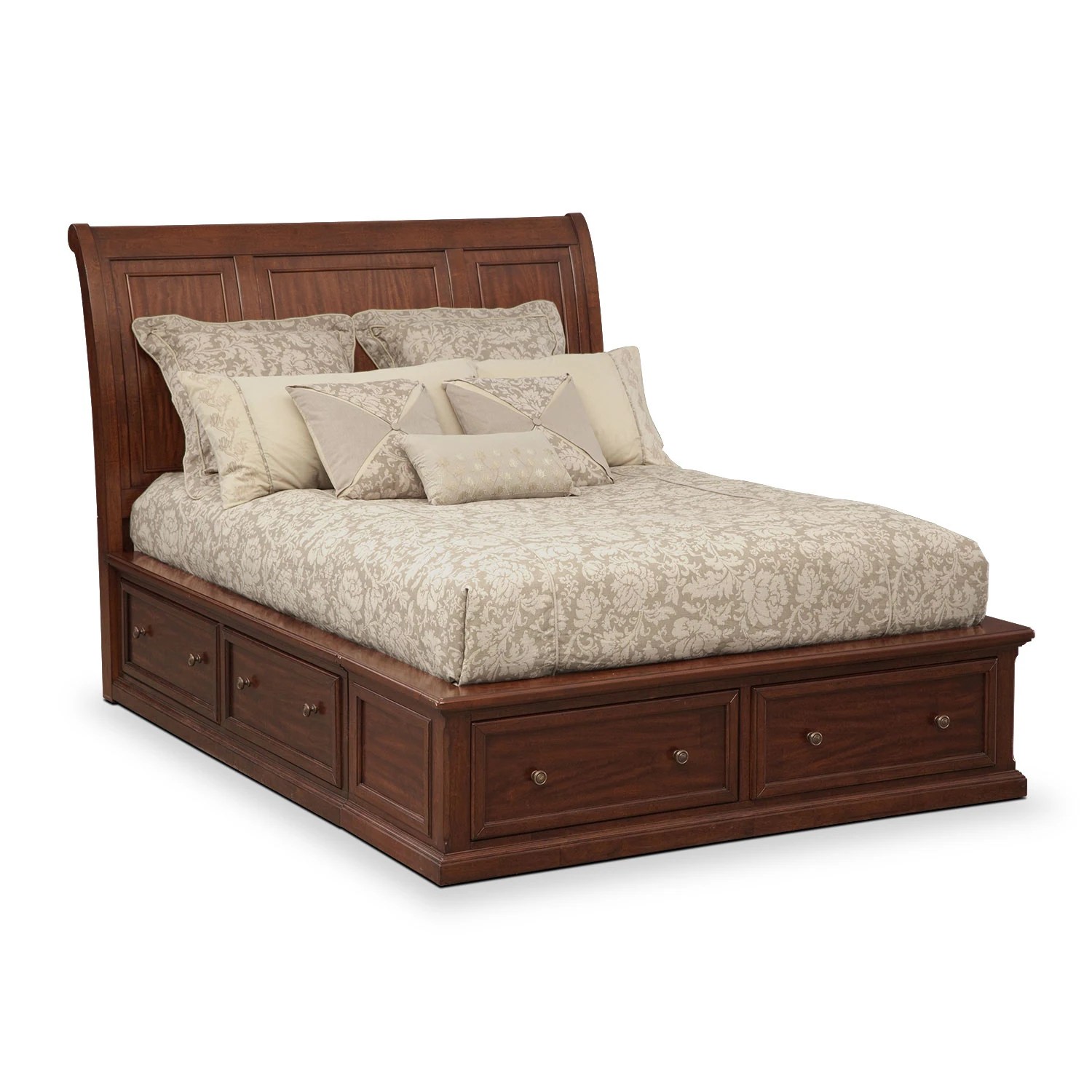 Hanover Queen Storage Bed Cherry Value City Furniture