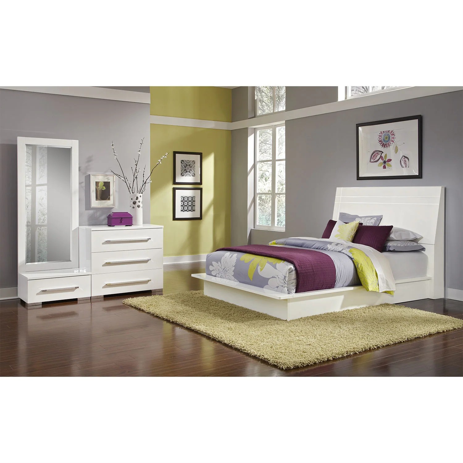 Dimora 5Piece Queen Panel Bedroom Set White American Signature