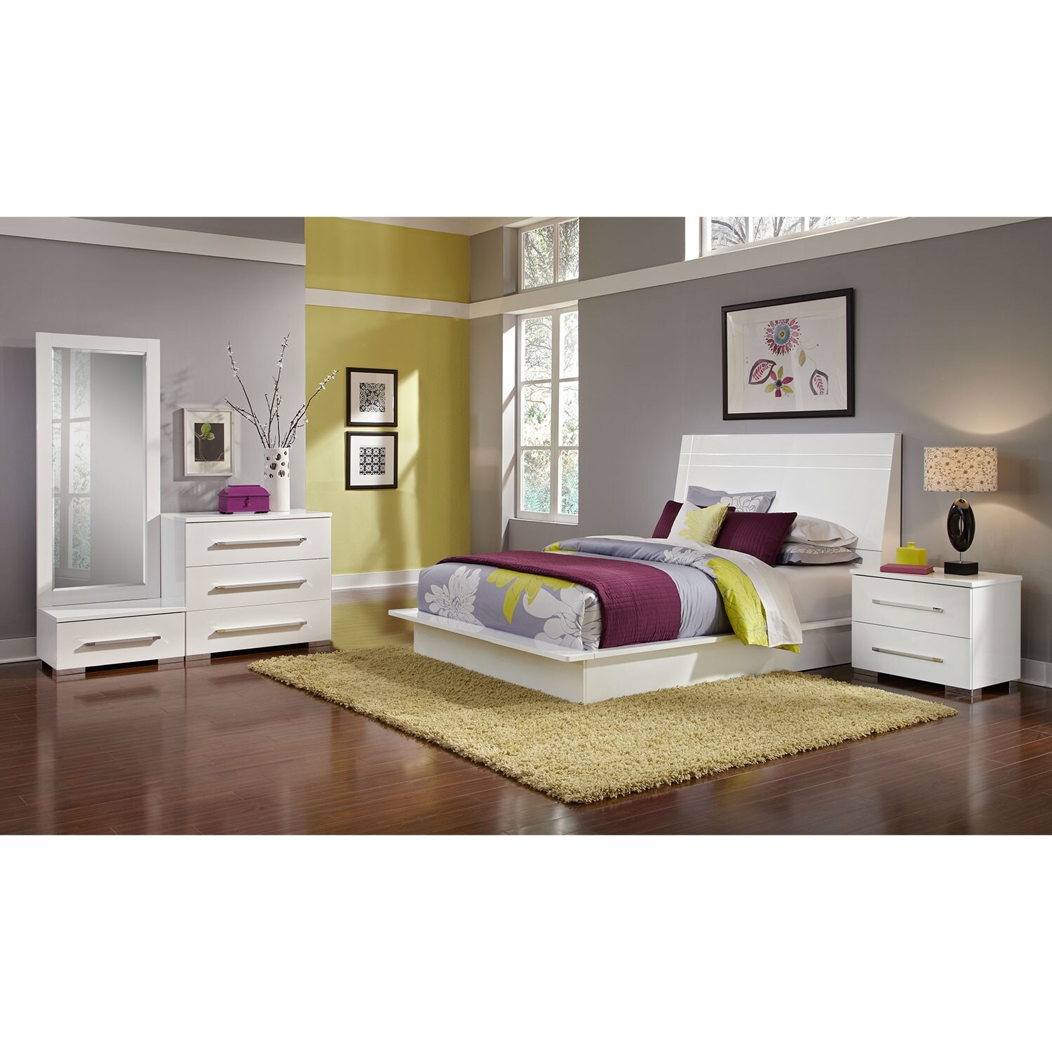 Dimora 6Piece Queen Panel Bedroom Set White American Signature