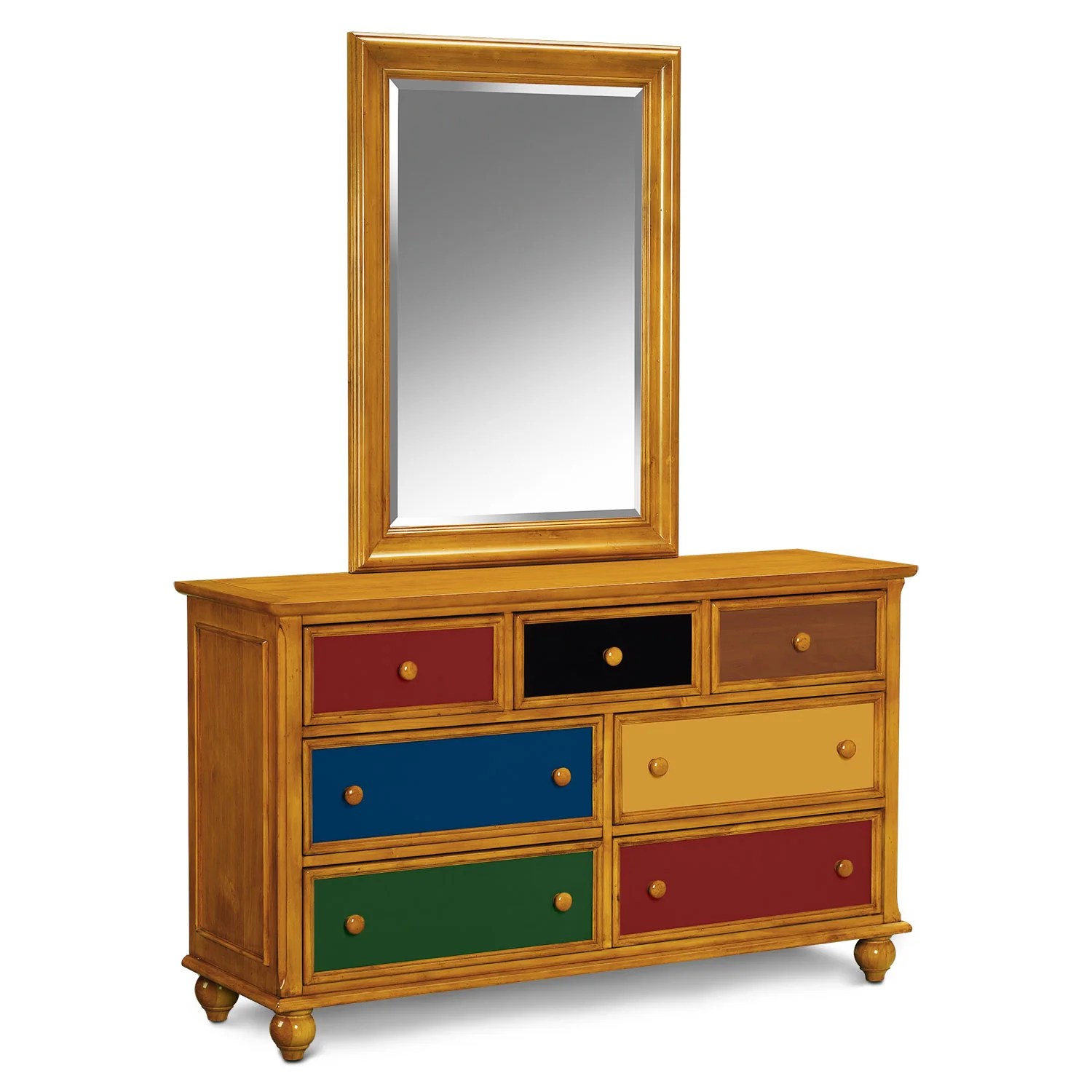 Colorworks Pine Dresser & Mirror Value City Furniture