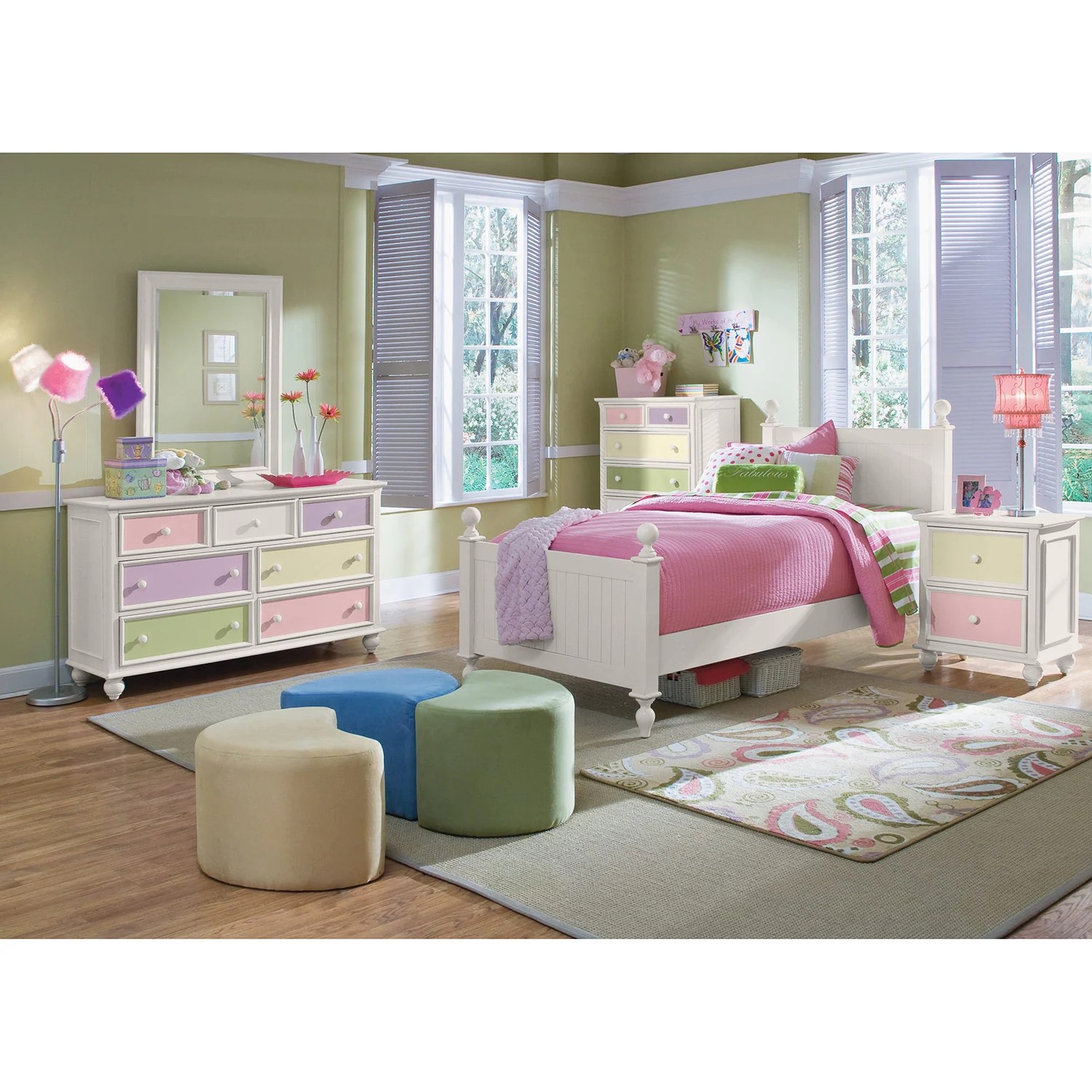 Colorworks Twin Bed White American Signature Furniture