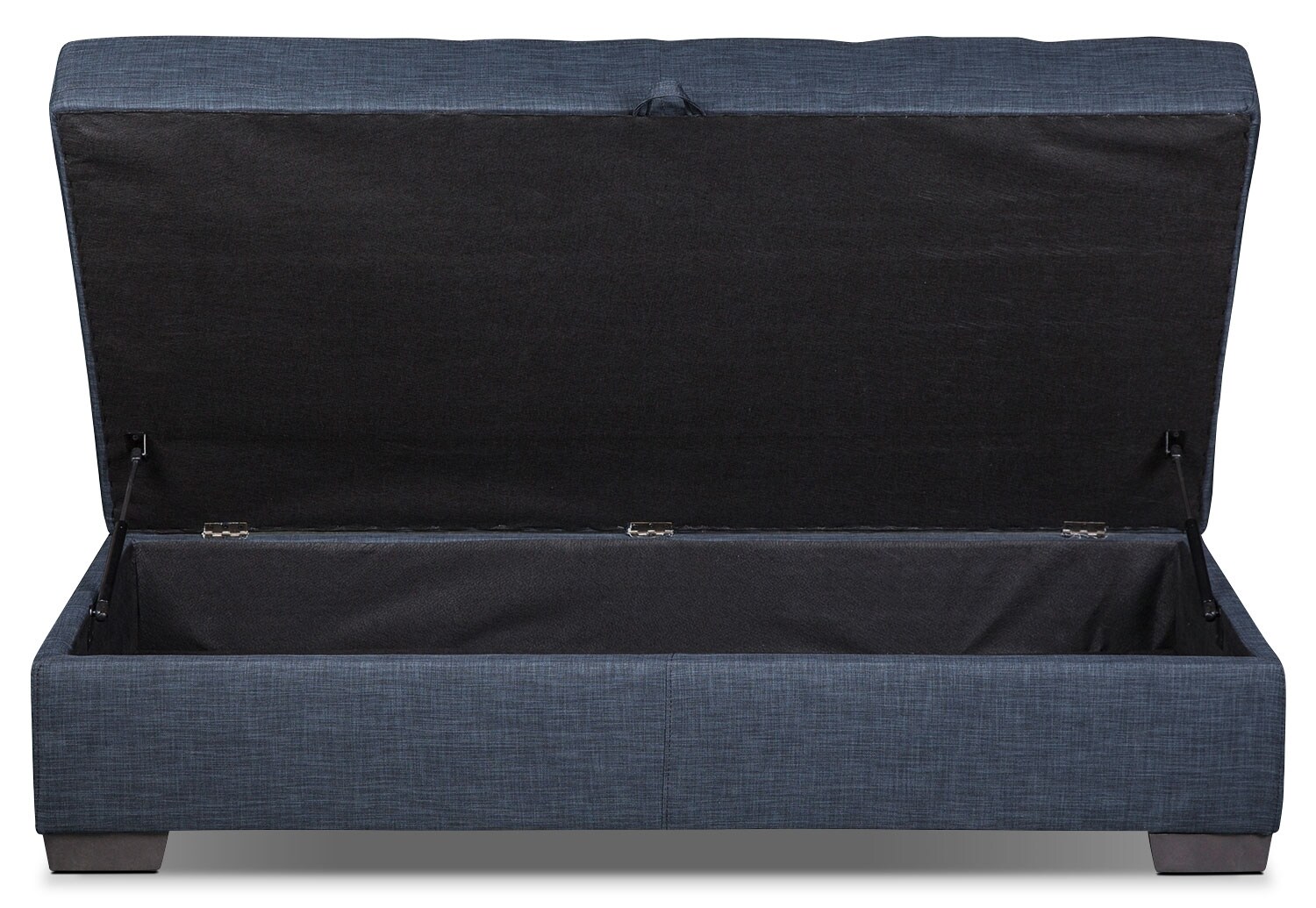 Zeke LinenLook Fabric Storage Ottoman Denim The Brick