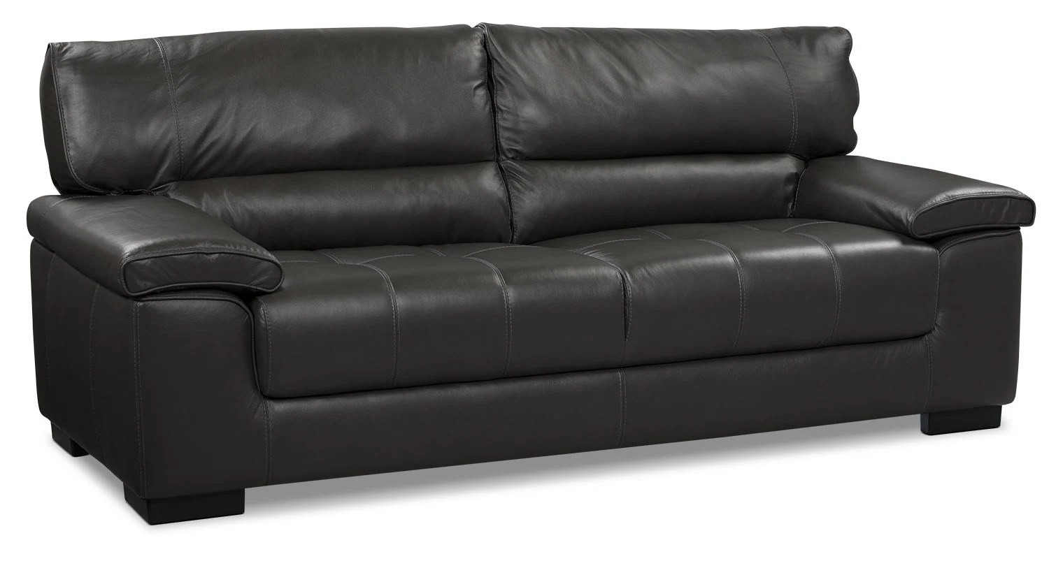 Chateau d’Ax 100 Genuine Leather Sofa Charcoal The Brick