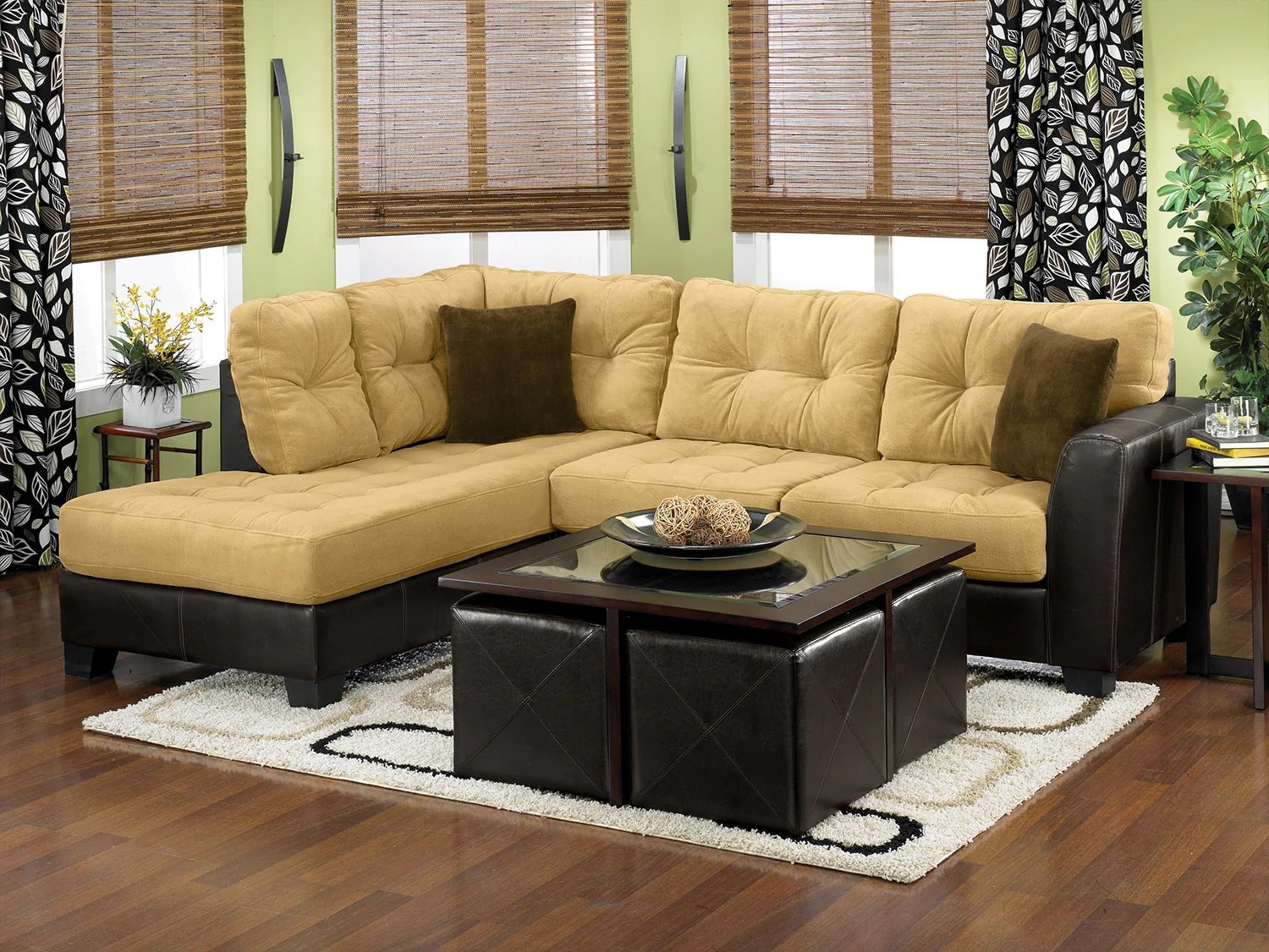Bella 2Piece LeftFacing Microsuede Sectional TwoTone Brown The Brick
