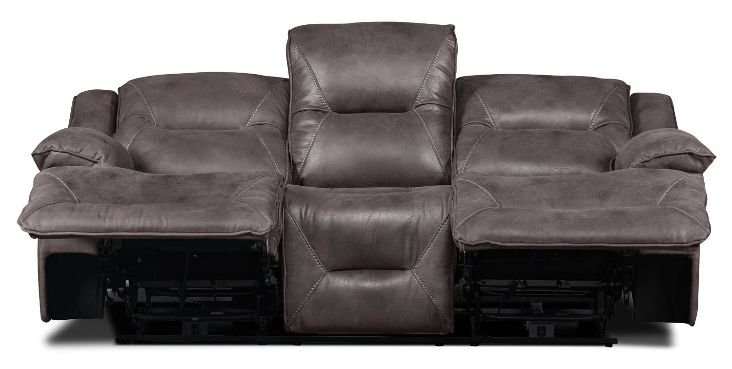 Lancer Faux Suede Fabric Power Reclining Sofa Grey The Brick