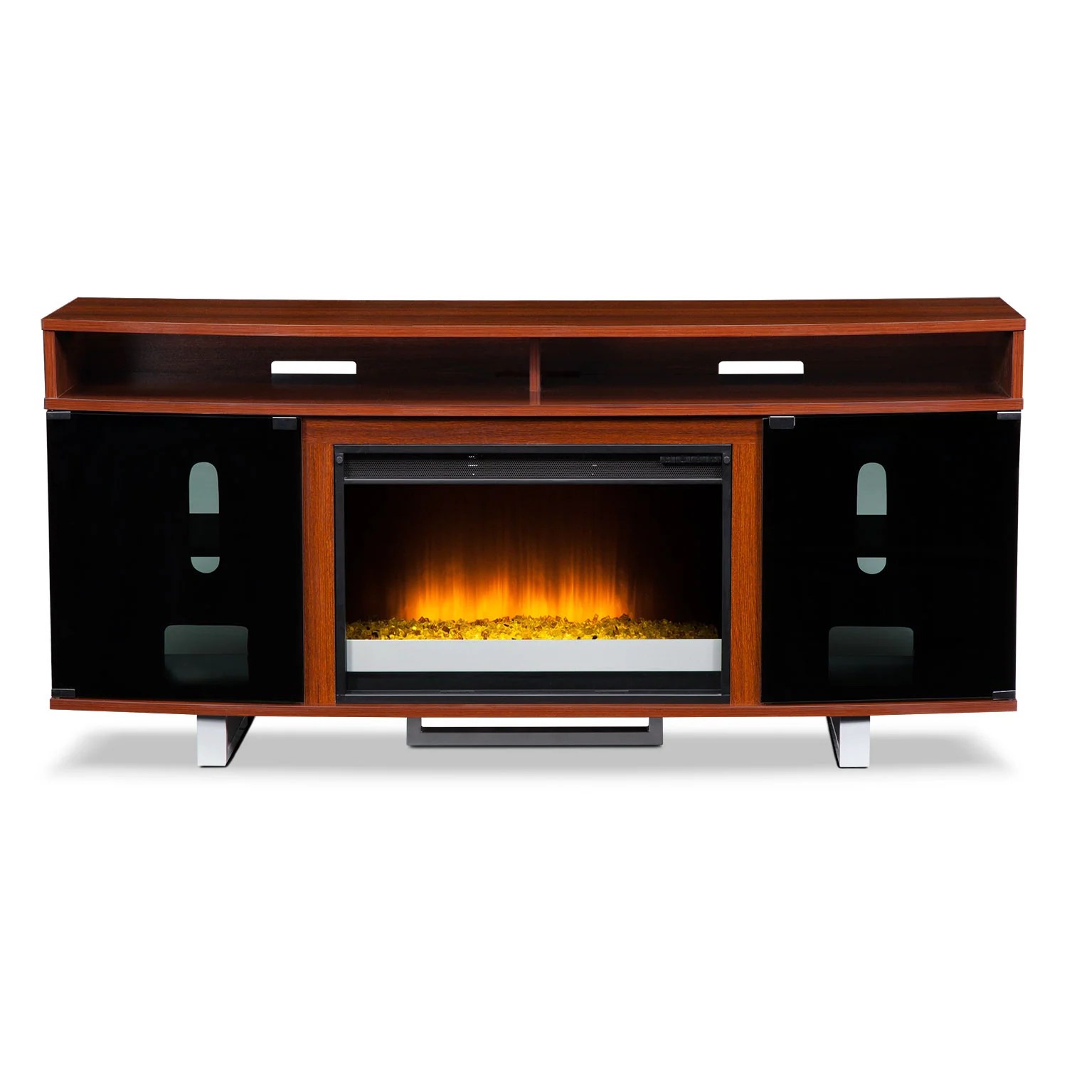 Pacer 64" Contemporary Fireplace TV Stand Cherry Value City Furniture