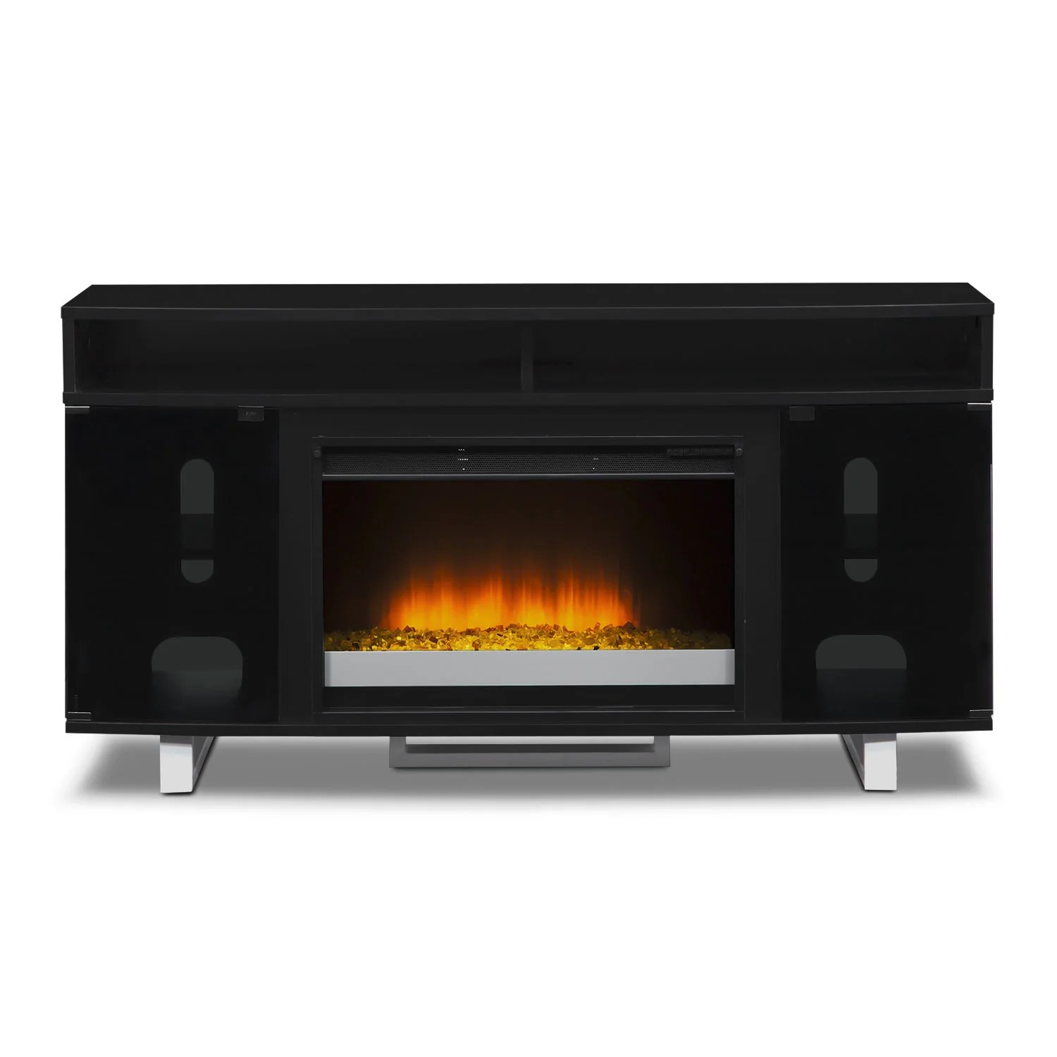 Abruzzo Black 56" Contemporary Fireplace TV Stand