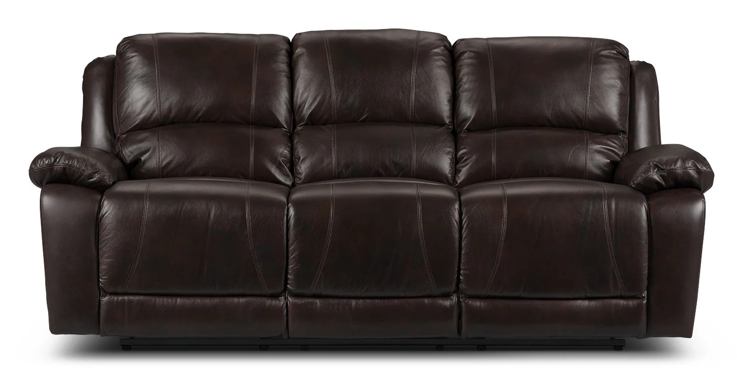 Marco Genuine Leather Reclining Sofa Chocolate The Brick