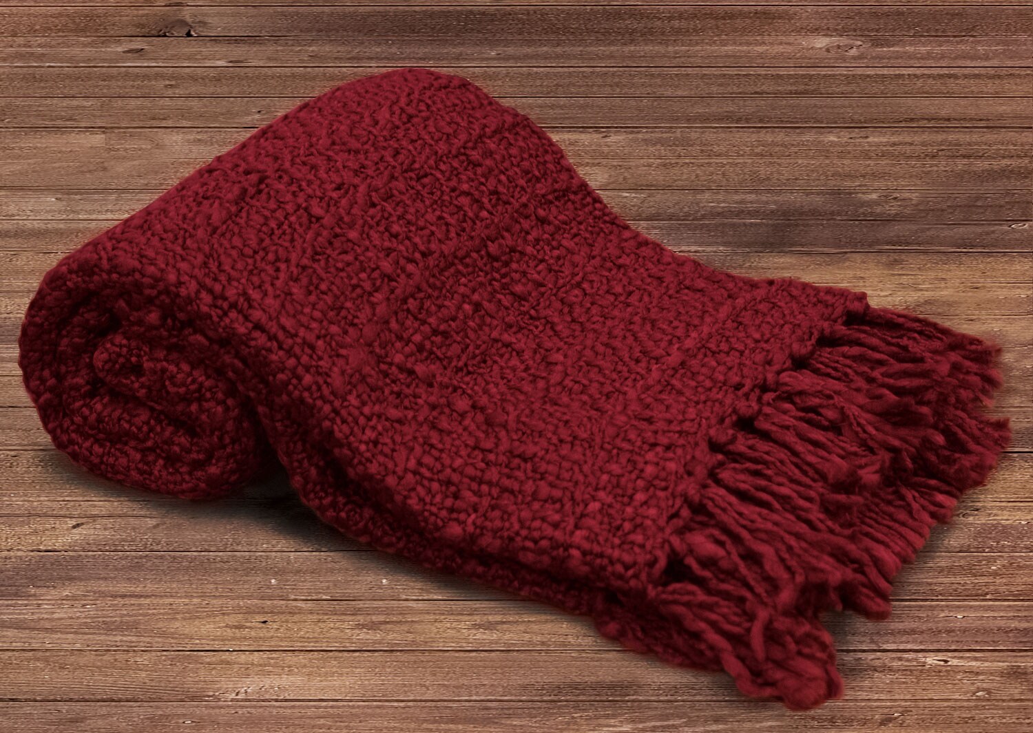 Knit Throw with Fringe Red The Brick
