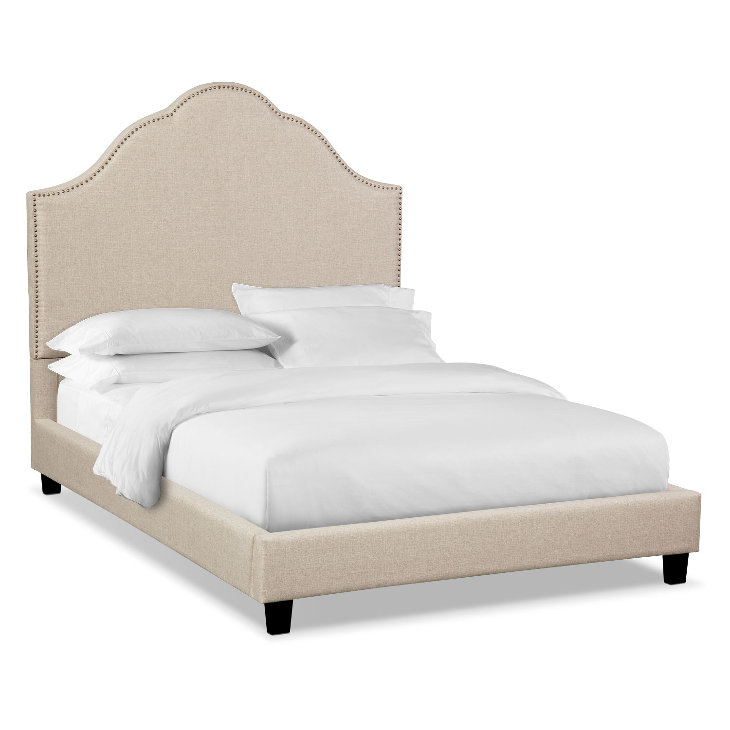 Maya King Upholstered Bed Beige American Signature Furniture