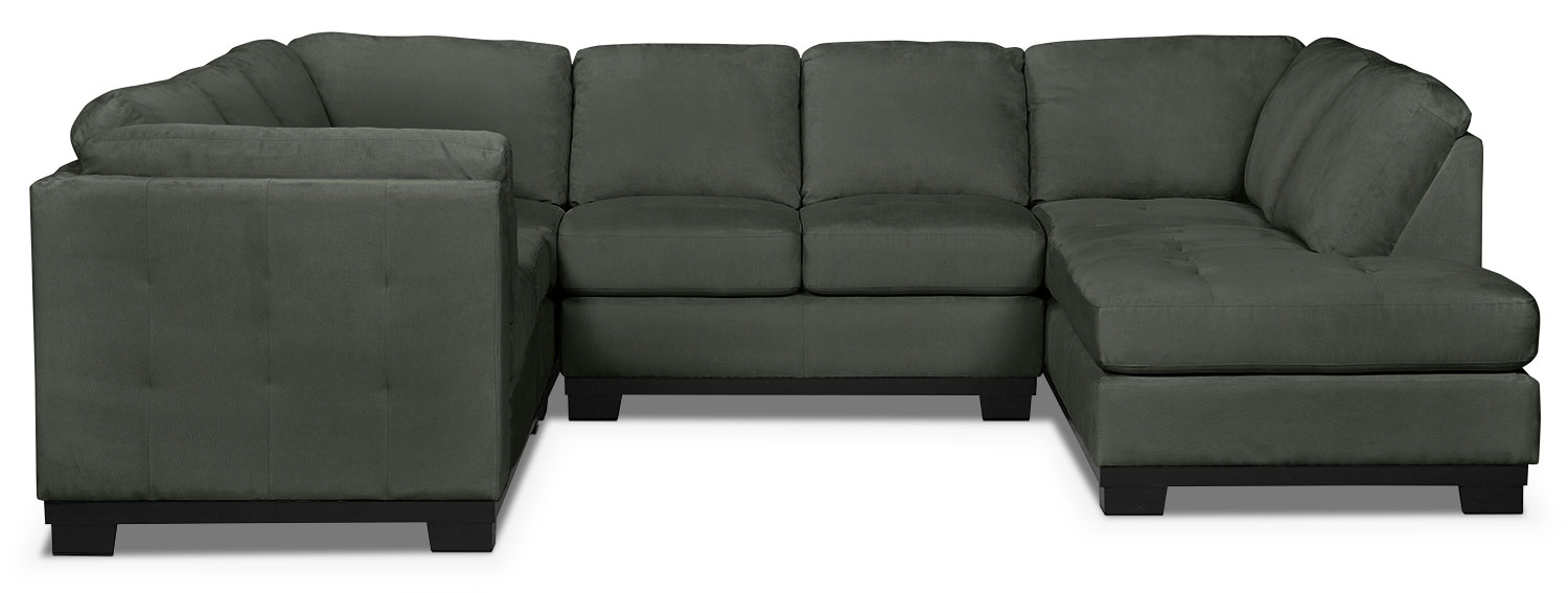 Oakdale 4Piece Microsuede RightFacing Sectional Grey The Brick