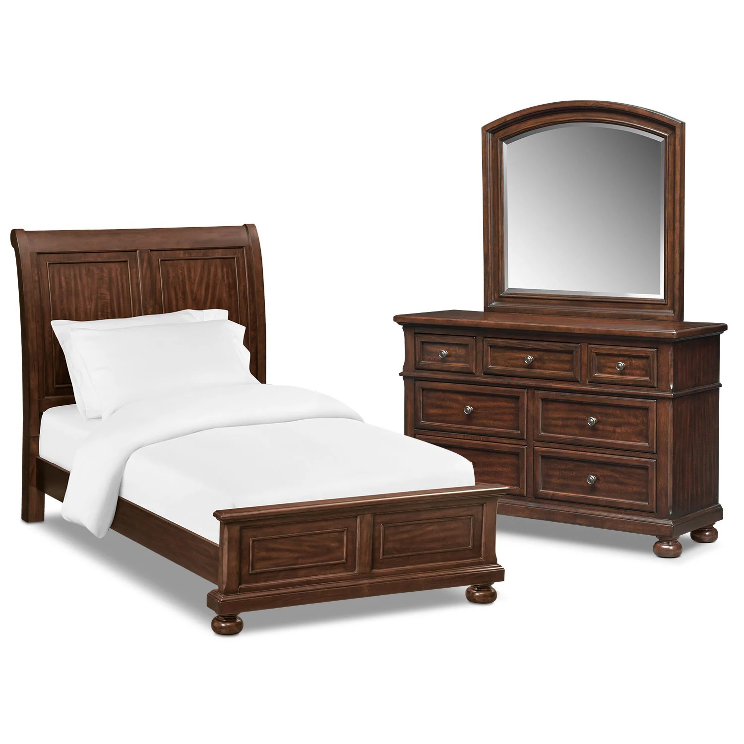 Hanover Youth 5Piece Twin Sleigh Bedroom Set Cherry American