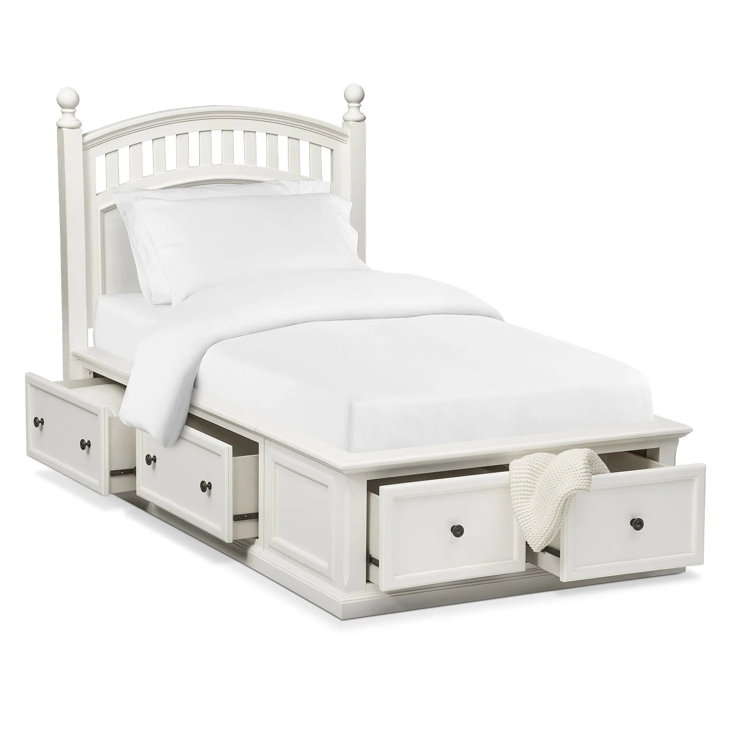 Hanover Youth Twin Poster Bed with Storage White American Signature