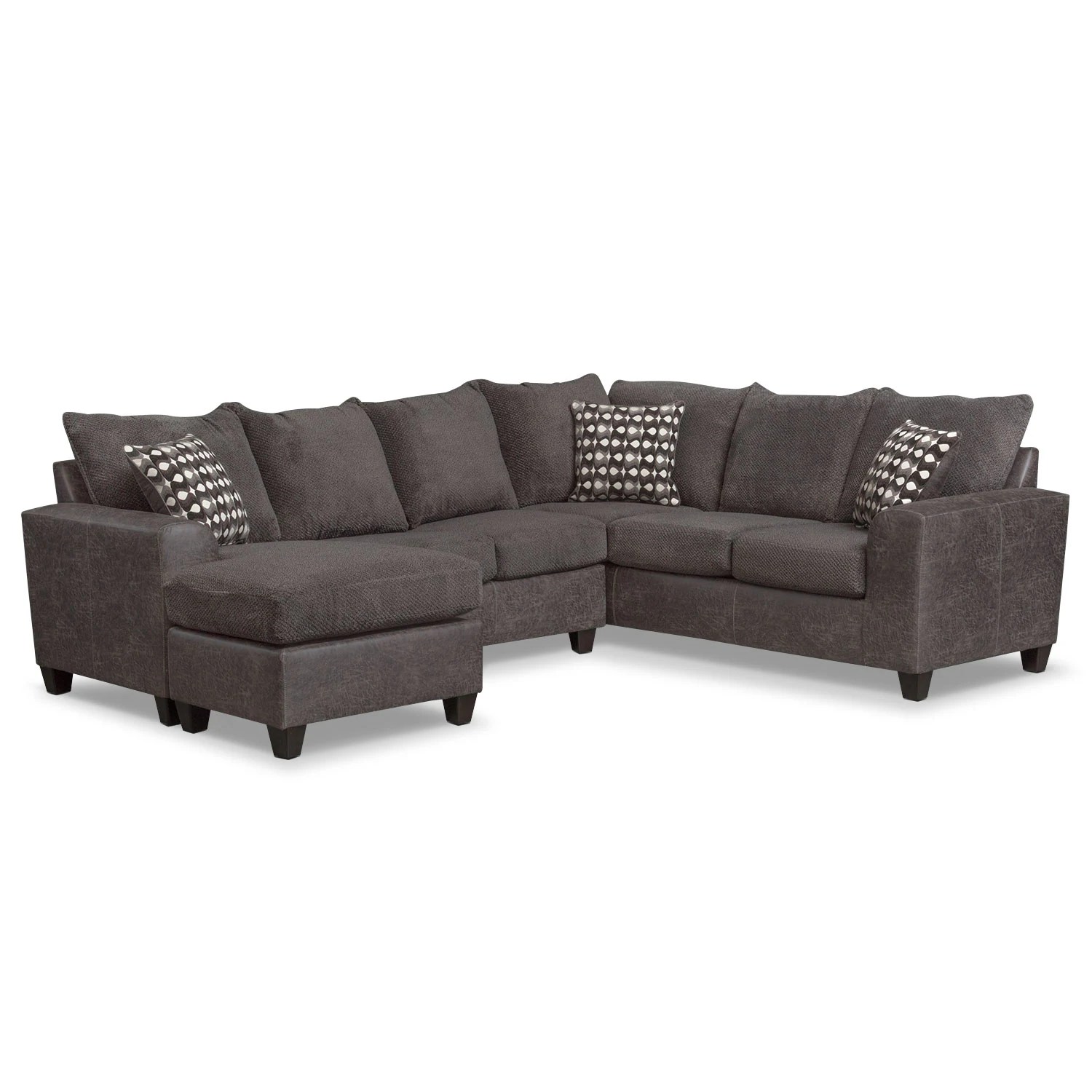 Brando 3Piece Sectional with Modular Chaise Smoke American