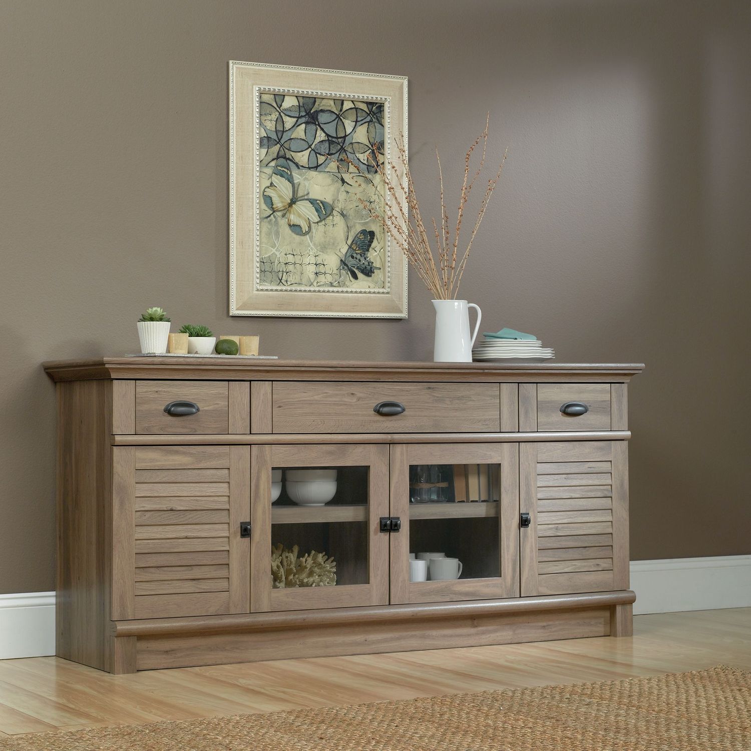 Harbor View 71" TV Stand Salt Oak Levin Furniture