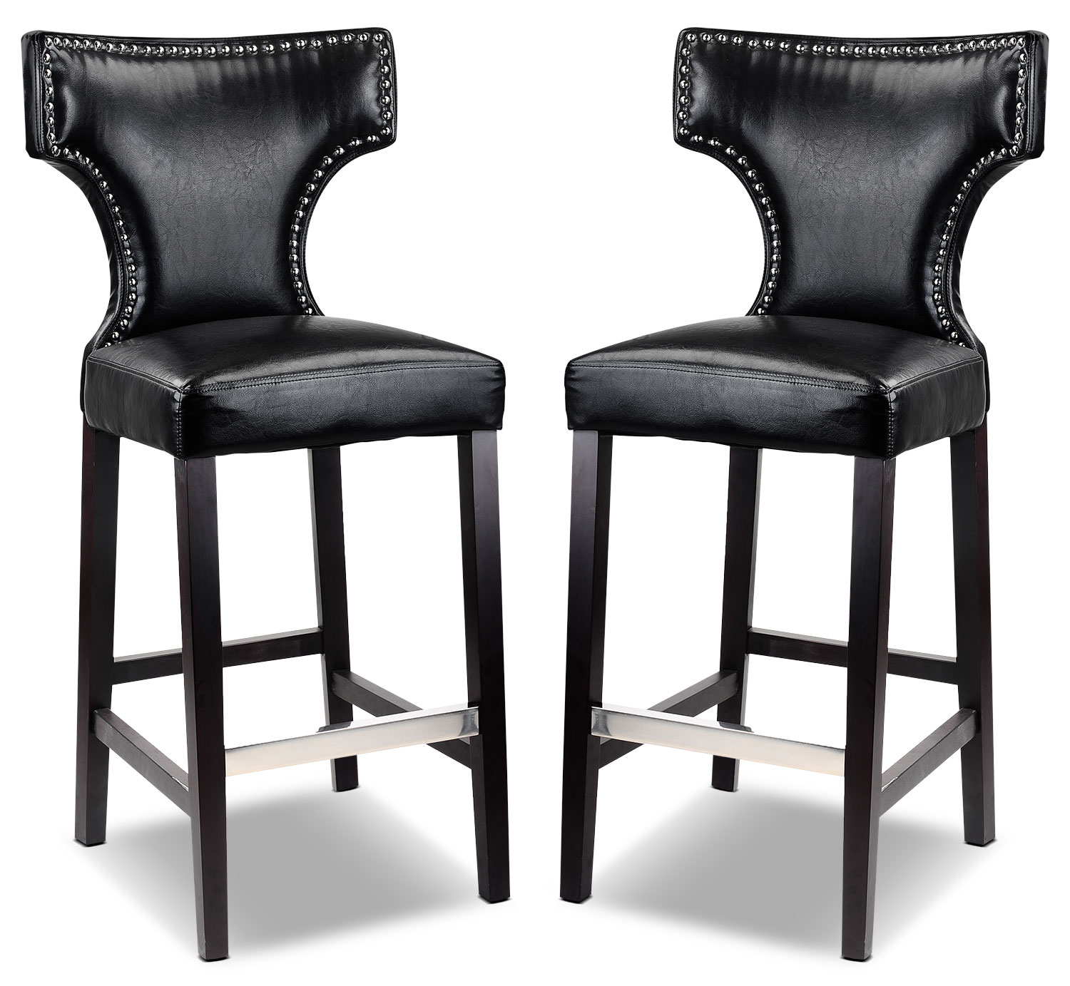 Kings Bar Stool with Metal Studs, Set of 2 Black The Brick