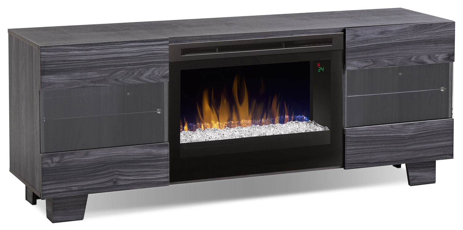 Max 62" TV Stand with Glass Ember Firebox Carbon The Brick