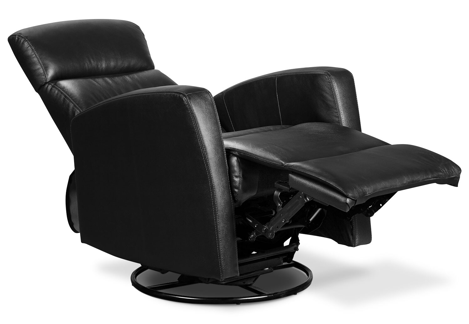 Penny Genuine Leather Swivel Rocker Reclining Chair Black The Brick