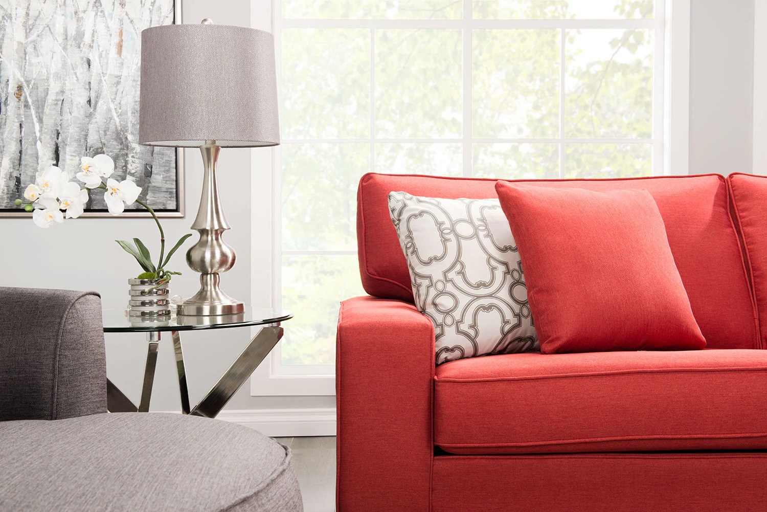 Designed2B Dax LinenLook Fabric Sofa Sophisticate Coral The Brick