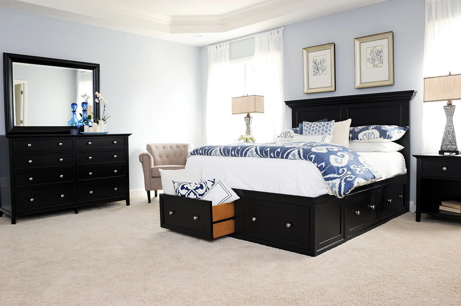 Ellsworth 4Piece Queen Storage Bedroom Set Black Levin Furniture