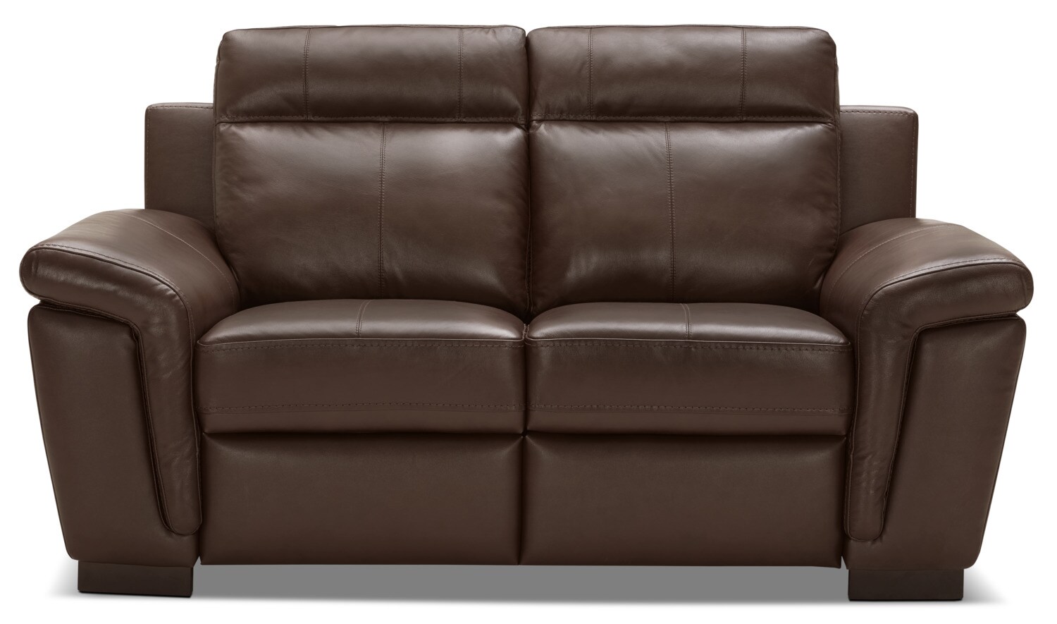 Seth Genuine Leather Power Reclining Loveseat Mahogany The Brick