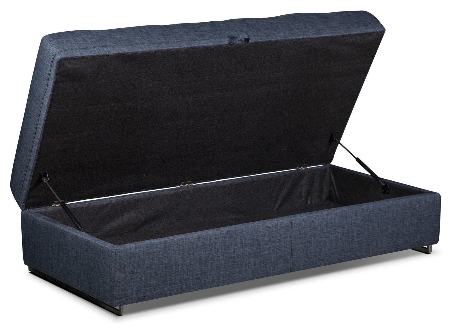 Zeke LinenLook Fabric Storage Ottoman Denim The Brick