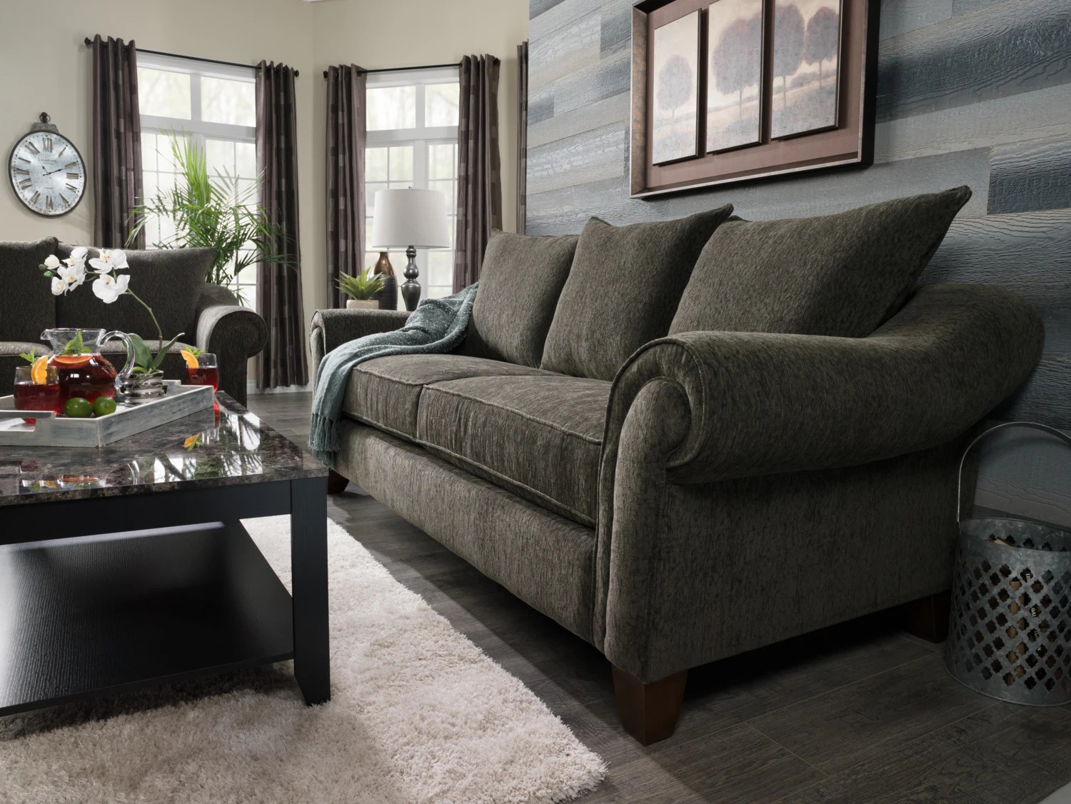 Reese Chenille Sofa Dark Grey The Brick