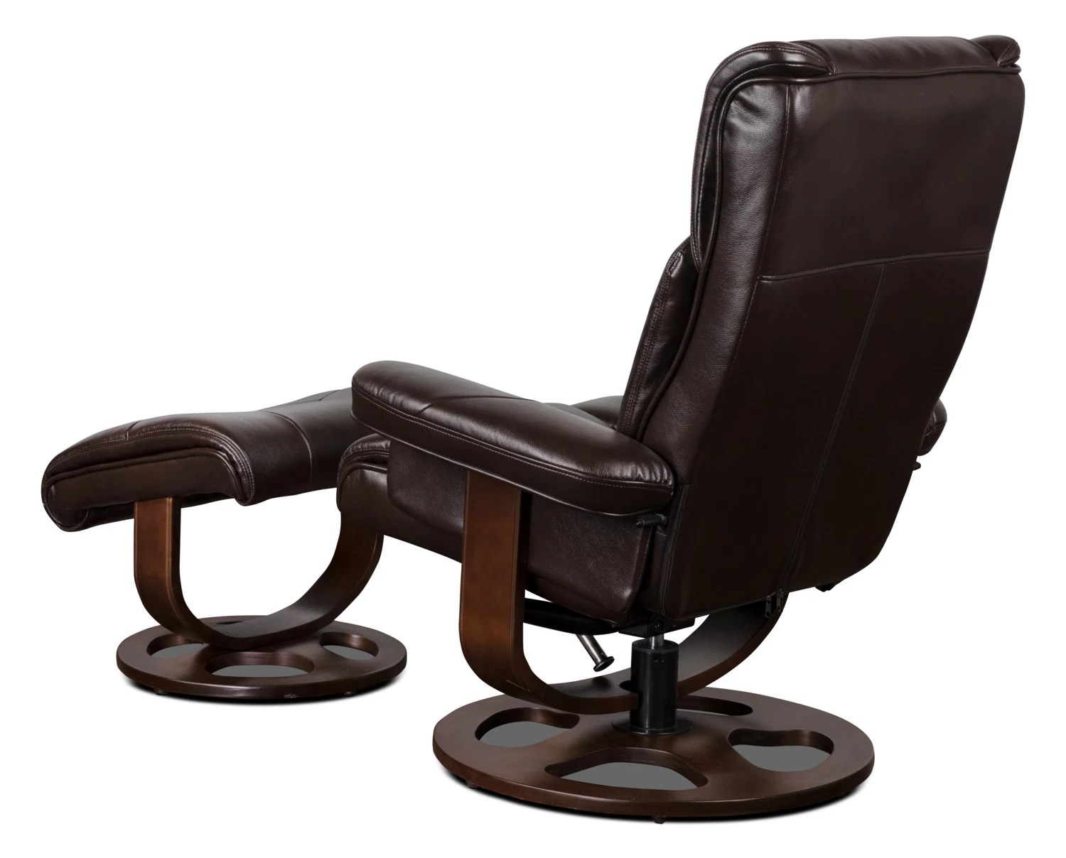 Benji LeatherLook Fabric Swivel Reclining Chair with Ottoman Brown