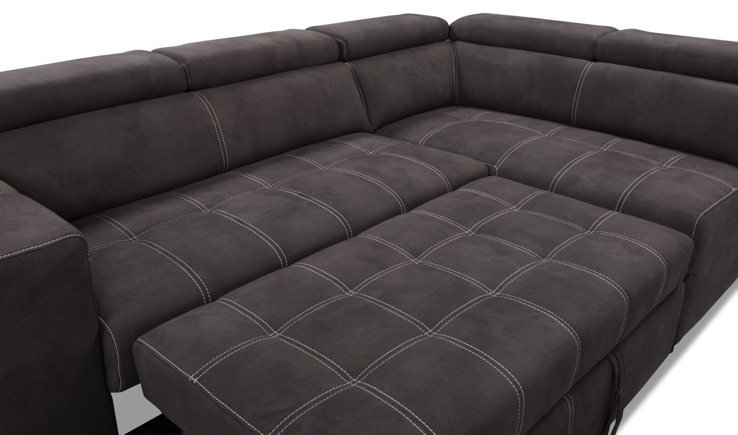 Drake 3Piece Faux Suede RightFacing Sectional with Sofa Bed Cement